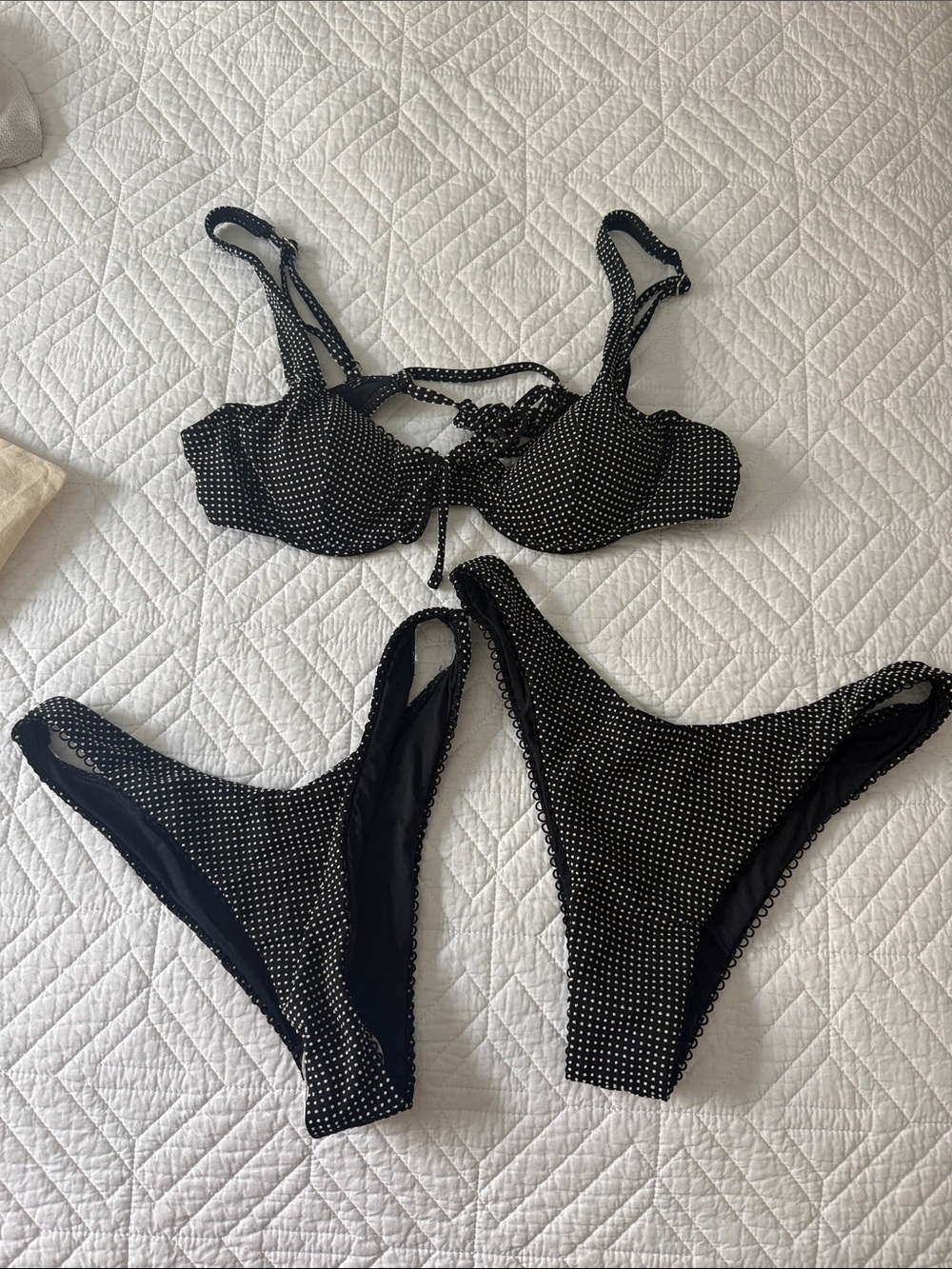 Black Polka Dot Women's Bikini Set